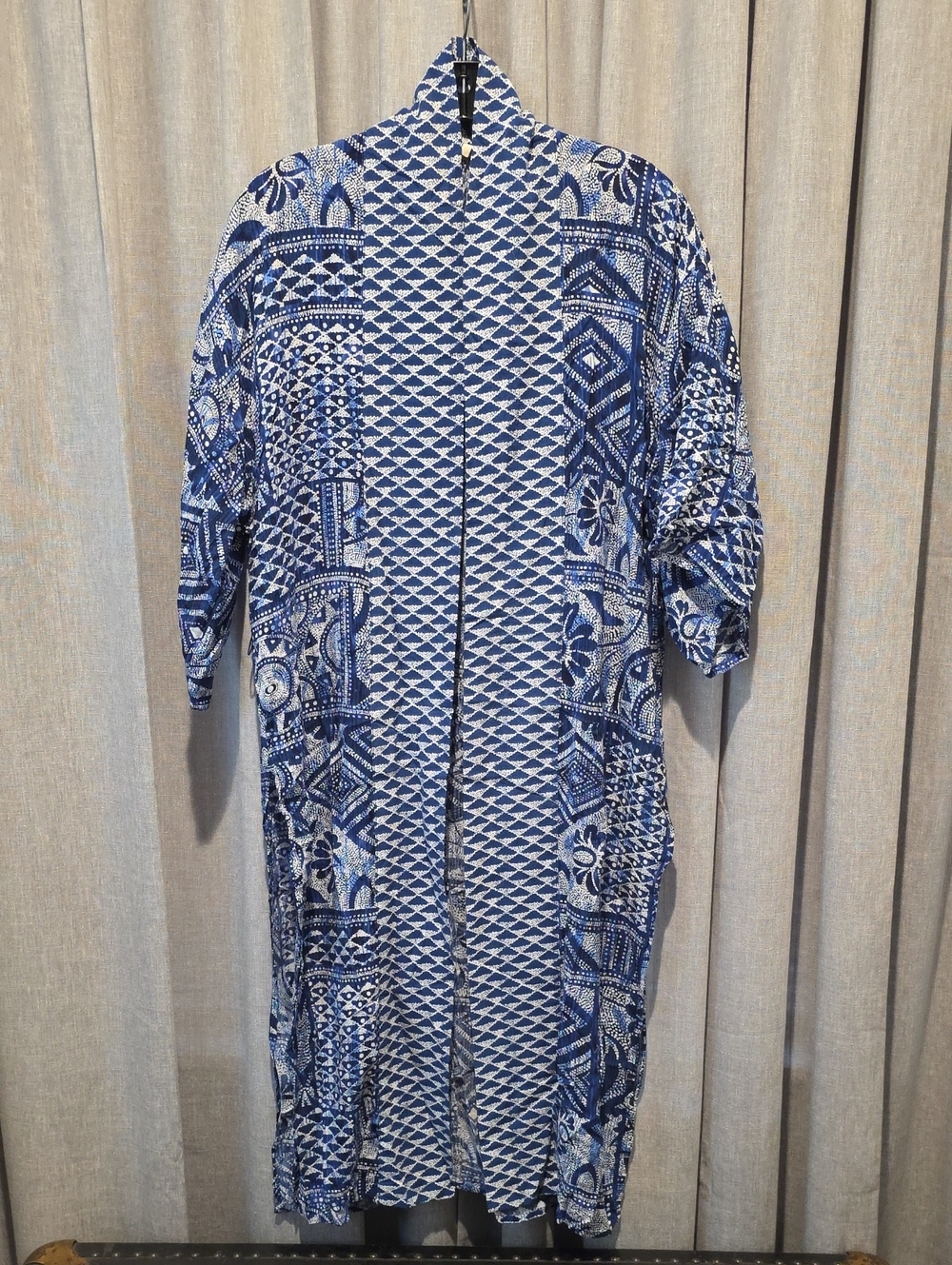 GAP Blue & White Patterned Long Sleeve Kimono Beach Dress